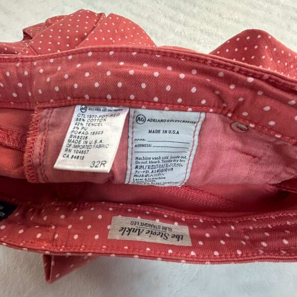 AG Adriano Goldschmied Womens The Stevie Ankle Slim Straight Leg Pants 32R Red - Picture 4 of 11